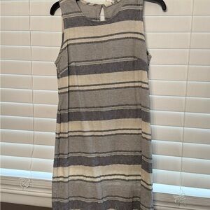 Artisan Ny Cream and Blue Sheath Midi Dress